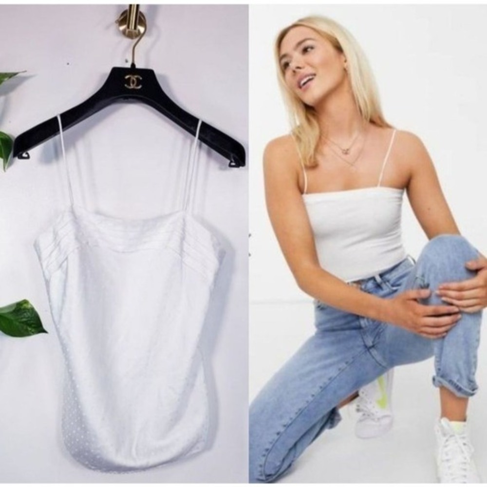 Vintage White Cami‎ Tank Top Womens XS Pleated Speckled INDULGENCE 32 USA Made